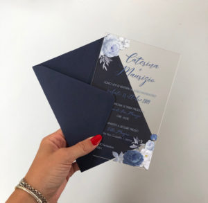 Partecipazione in plexiglass Rose Blu
