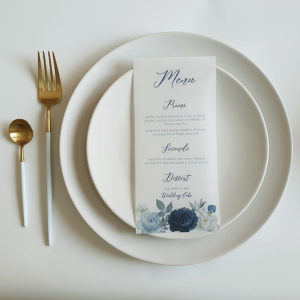 Menu in carta vellum peonie blu