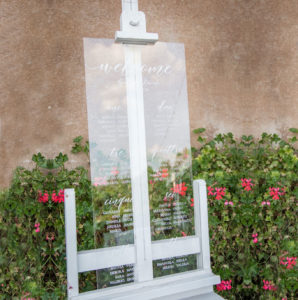 Tableau di benvenuto in plexiglass. Tableau de Mariage in plexiglass