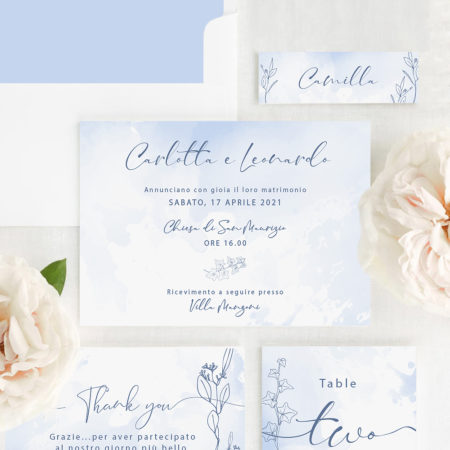 Chelsea Wedding Suite. Partecipazione e coordinato in carta per matrimonio.