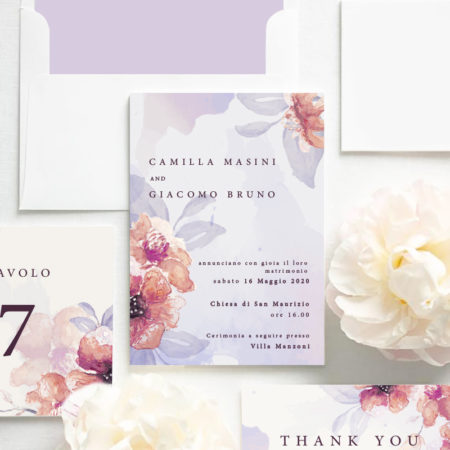 Harper Wedding Suite. Partecipazione e coordinato in carta.